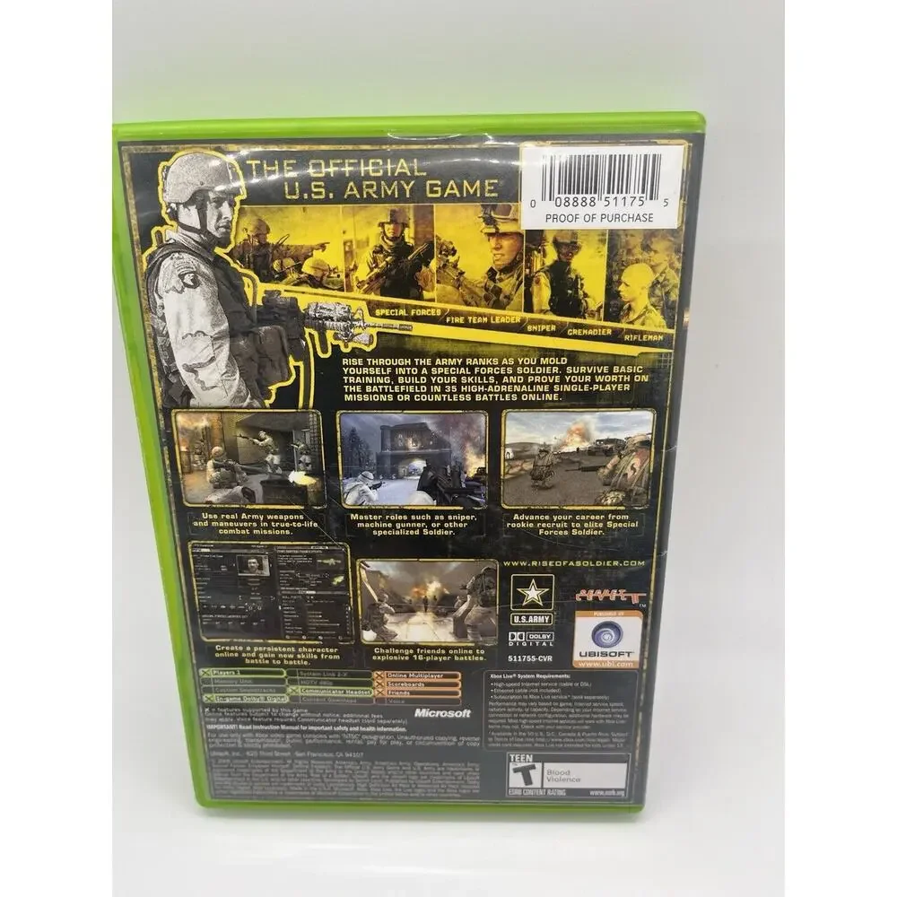 America's Army: Rise of a Soldier (Microsoft Xbox, 2005) DISC & CASE ONLY